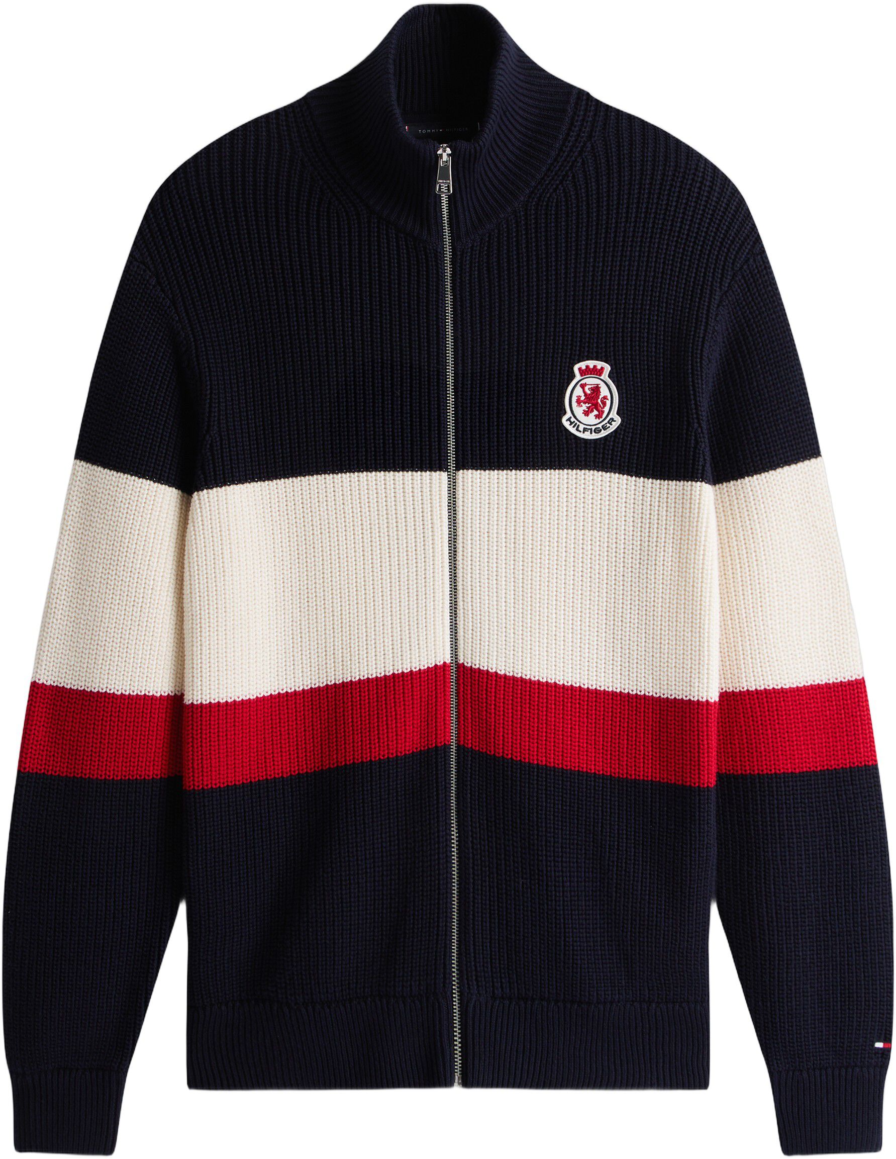 RWB RIB CHEST STRIPE ZIP THROUGH