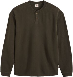 LS RLX BUTTON HENLEY COFFEE