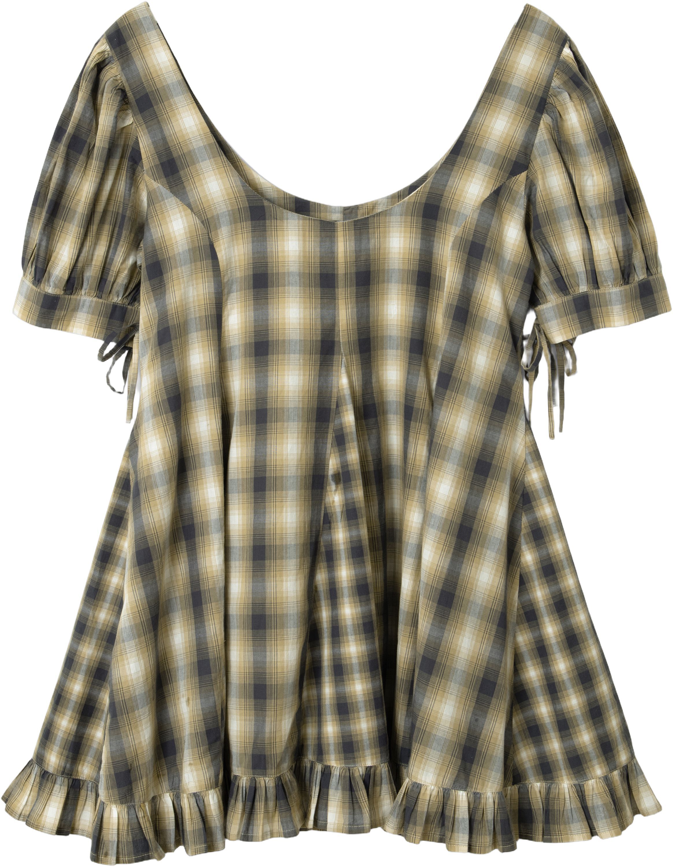SABINA MINI GODET DRESS - CARDAMON MIX CHECK