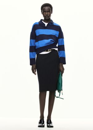 Striped polo-neck sweater