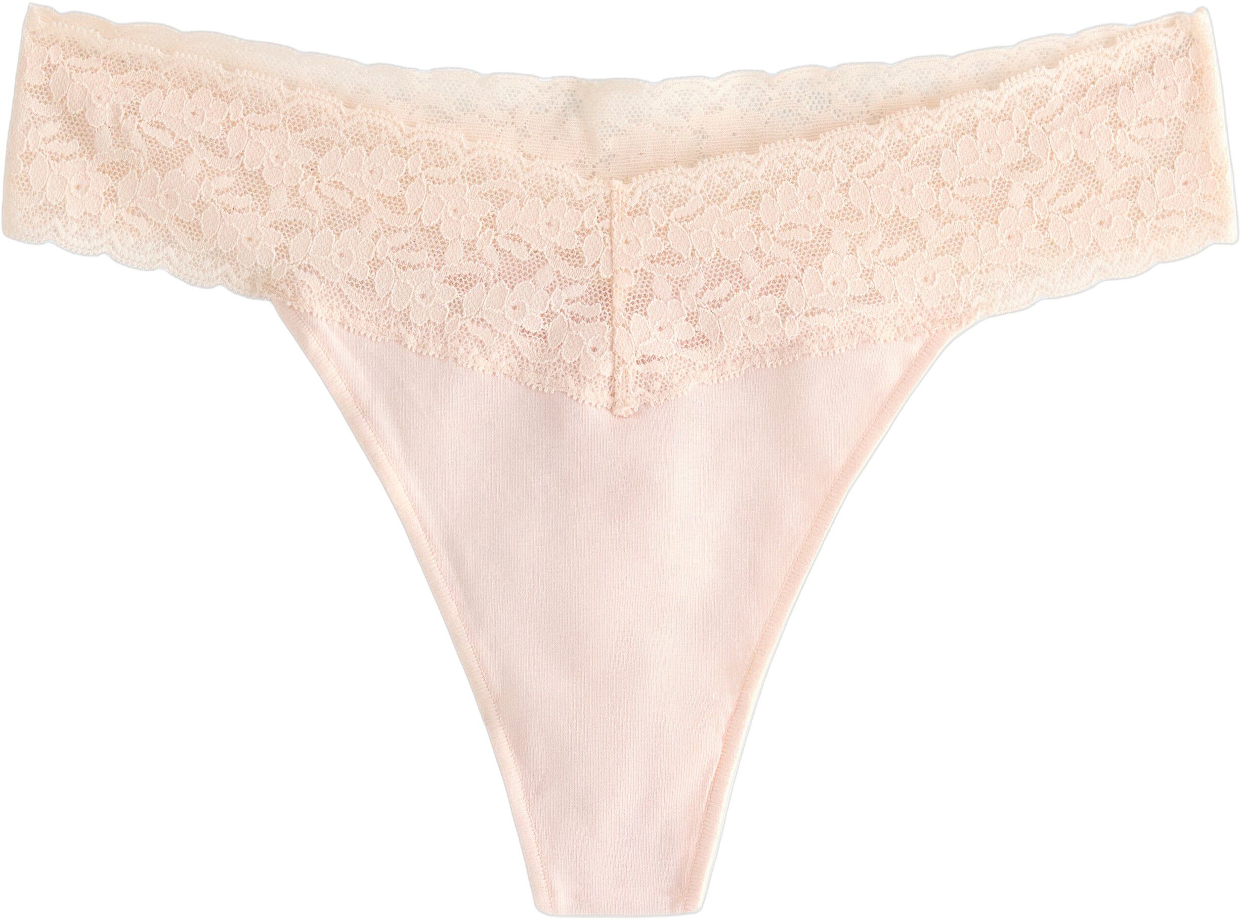 Myk tanga med blonder og lav midje.