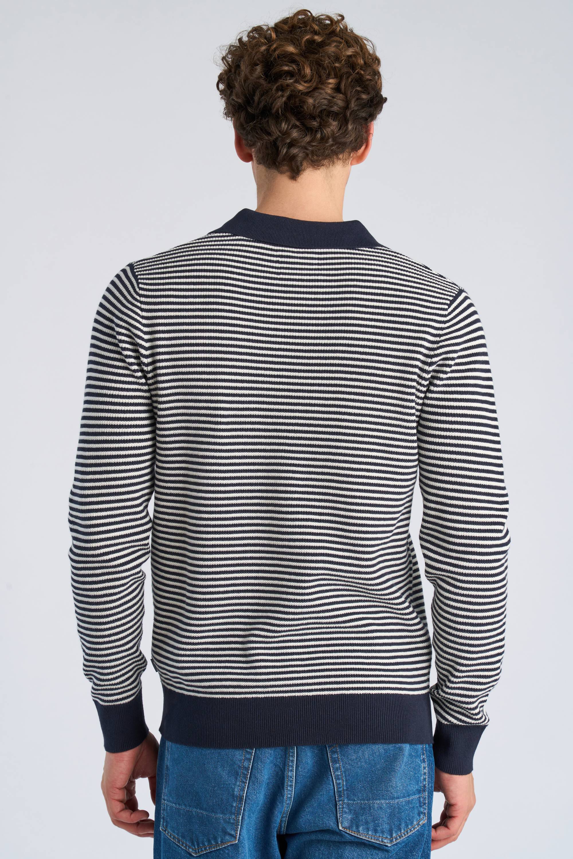 Recycled v-neck polo knit L/S