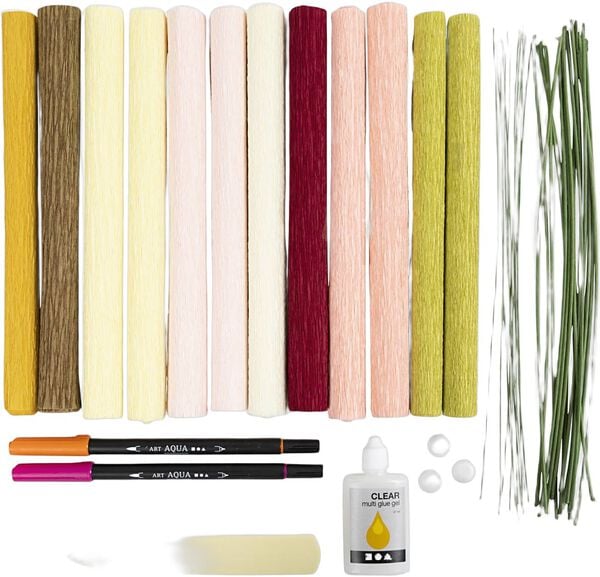 DIY Kit Crepepapir, Buket, Stræk/crepe: 180%