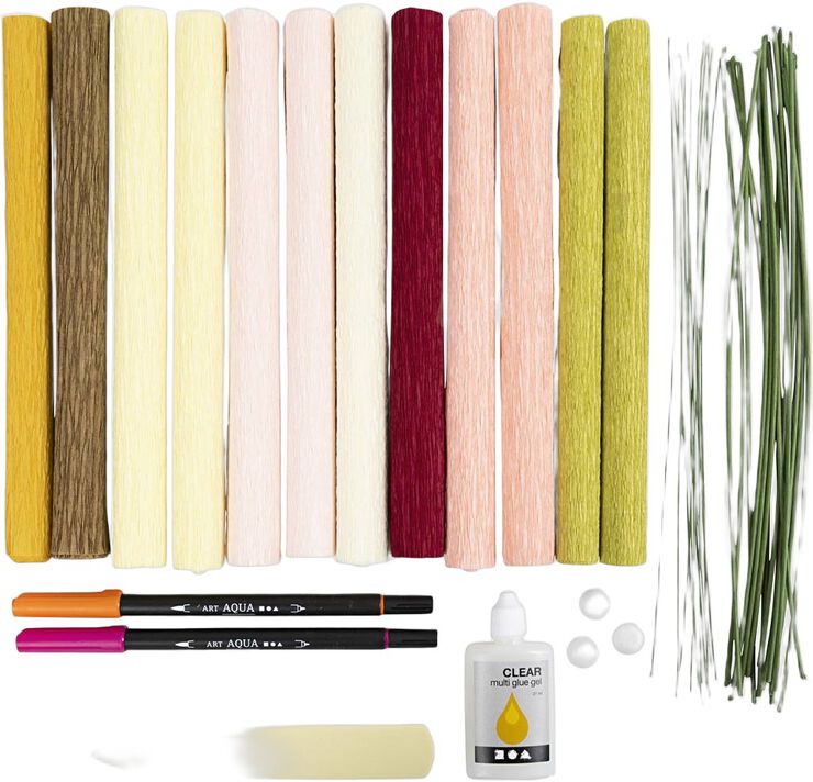 DIY Kit Crepepapir, Buket, Stræk/crepe: 180%