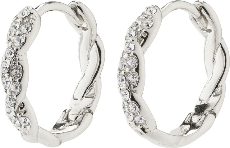 EZO twirled crystal hoops silver-plated