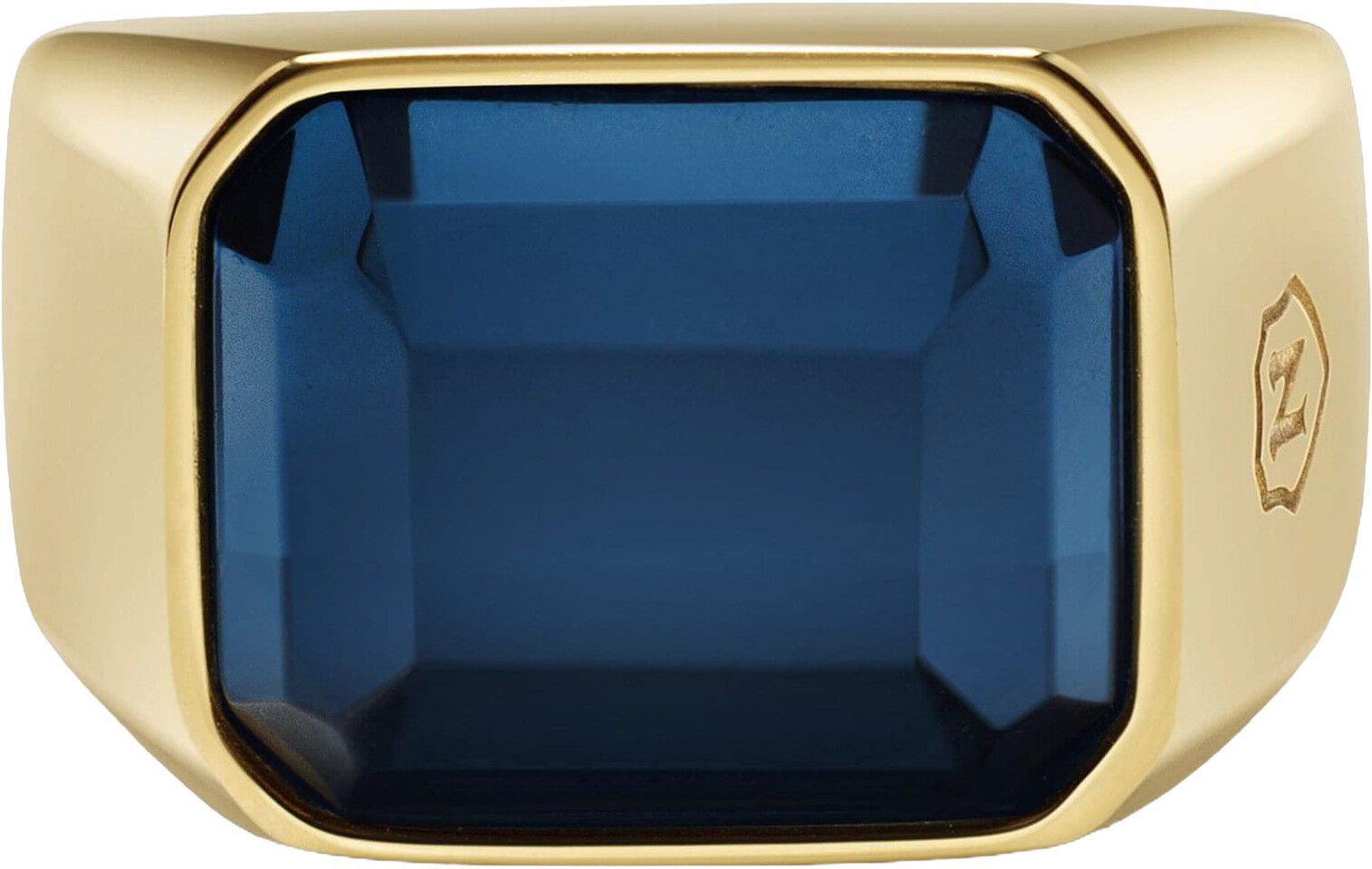 Blue Zircon Signet Ring in Gold
