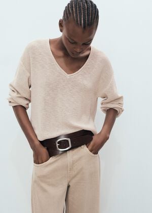 V-neck knit sweater