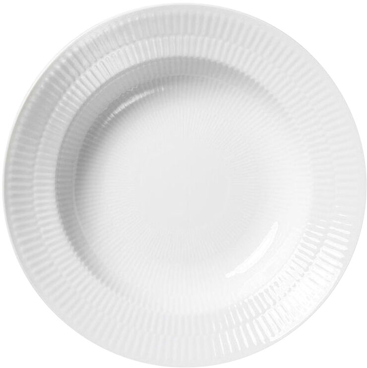 White Fluted 21 cm djup tallrik