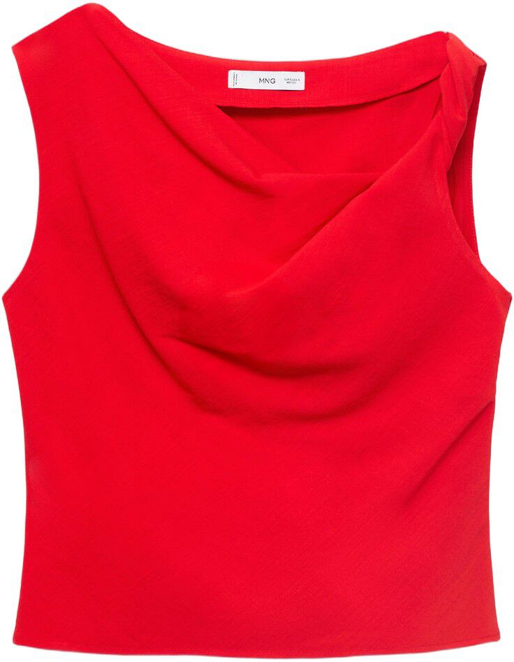 Asymmetrical draped top with straps