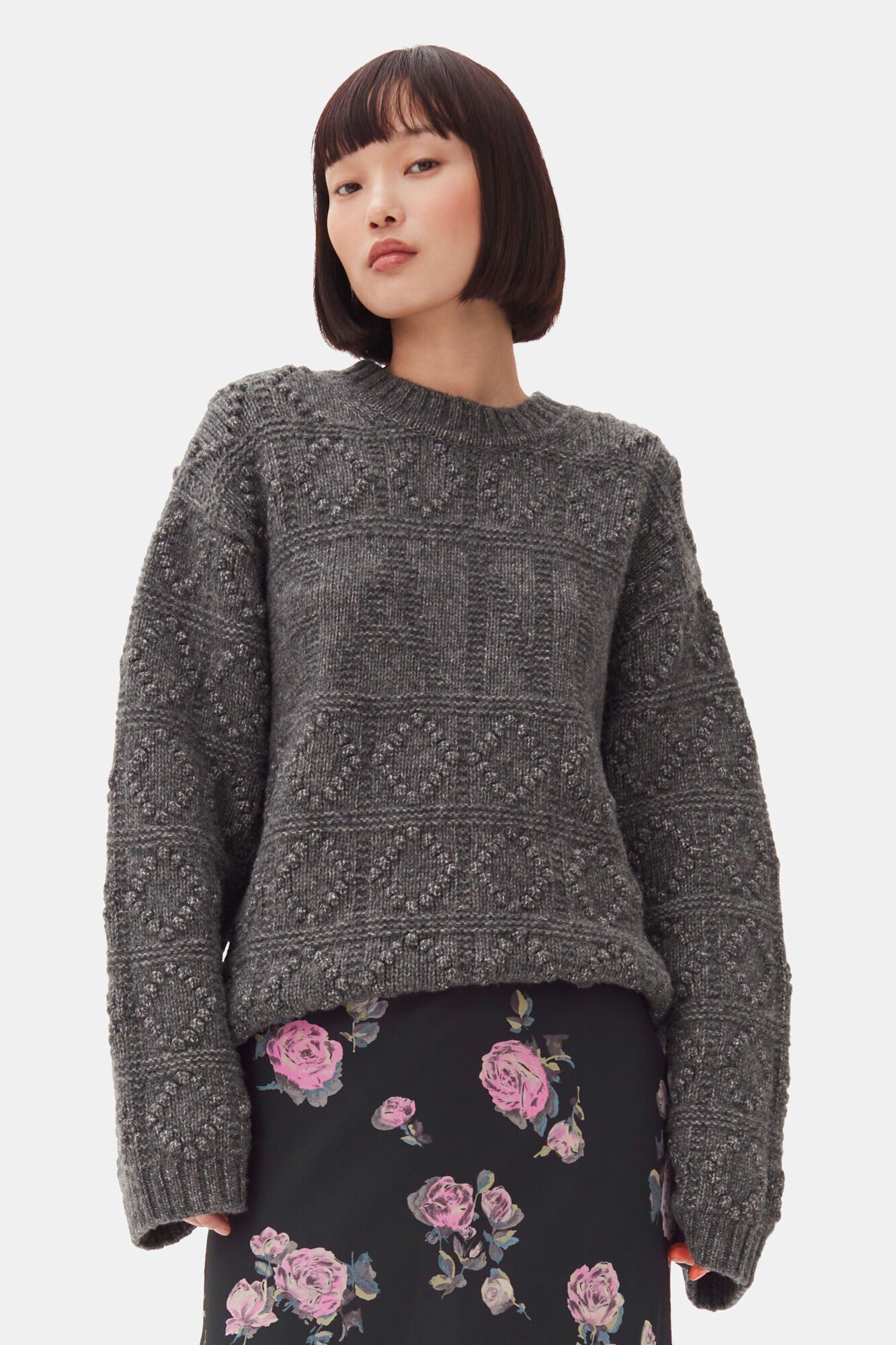 Wool Cotton Bubble O-Neck