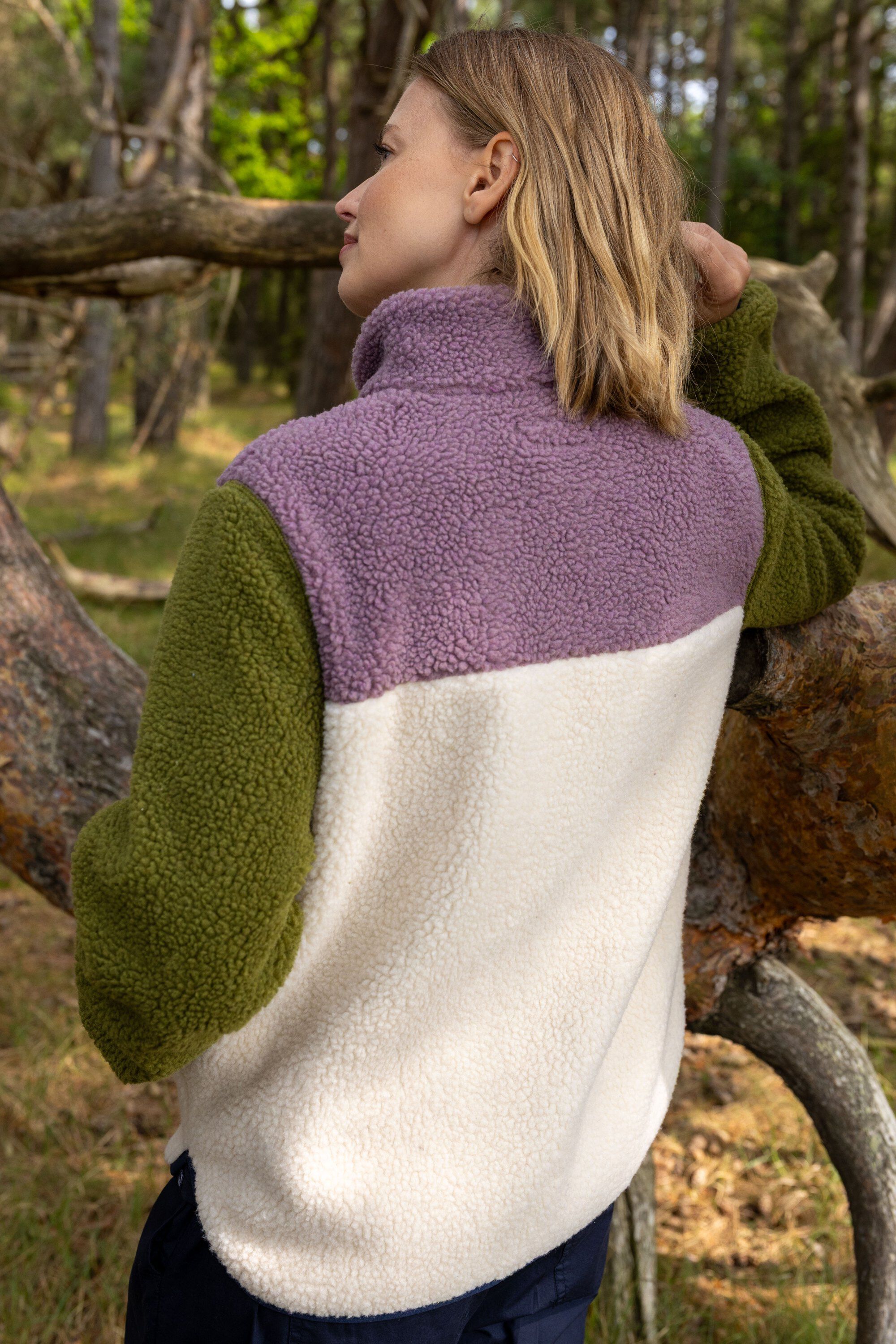 Danebirk Fleece Zip-Up Light Beige/Mauve/Olive