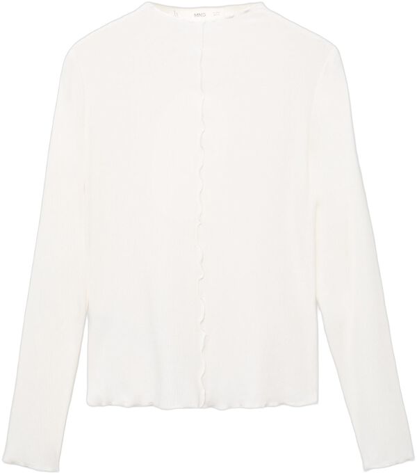 Ribbed t-shirt with scalloped trim
