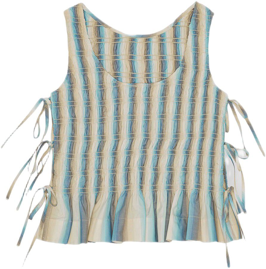 Ombre Stripe Smock Tie String Top