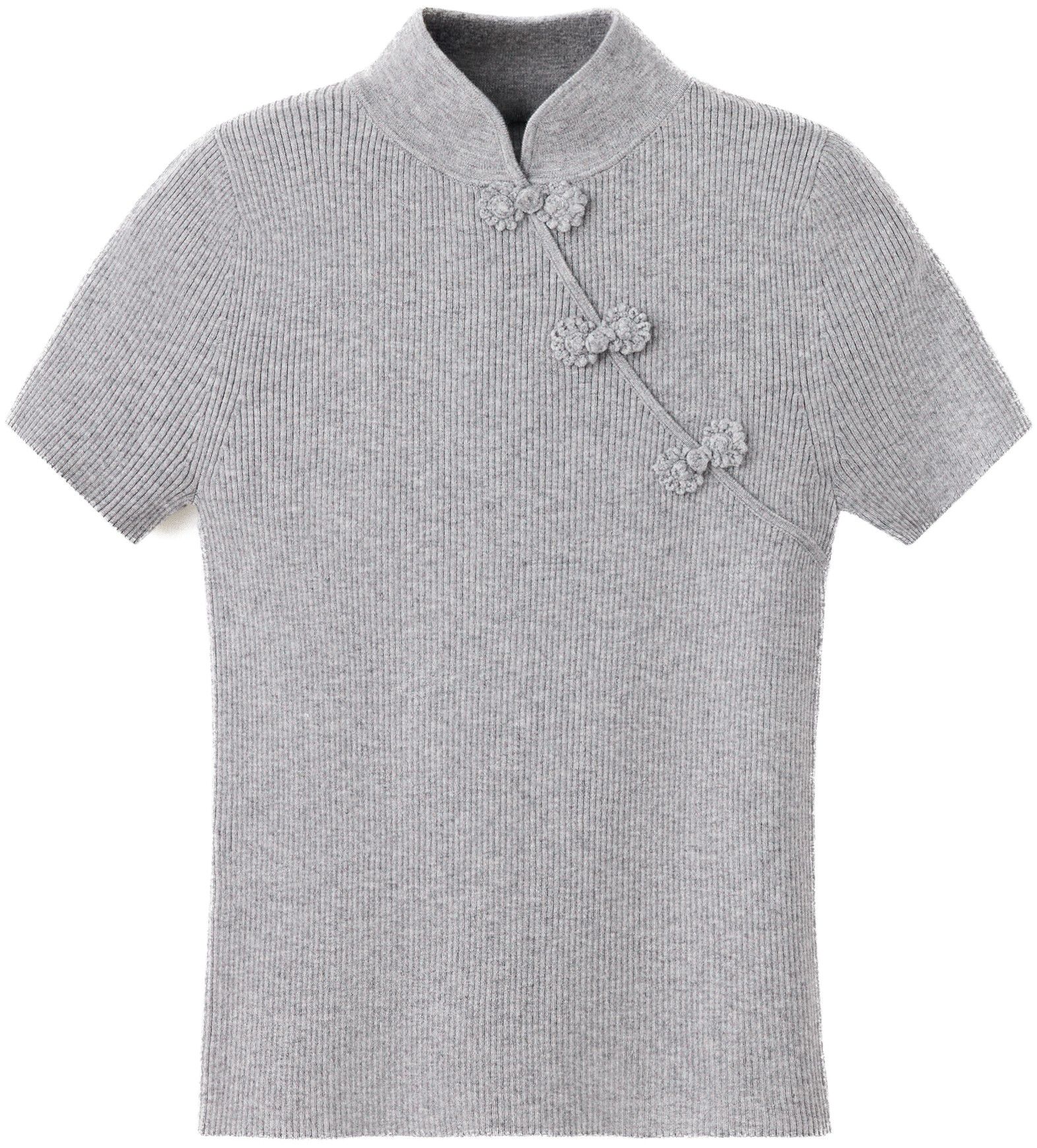 Ribbed knitted jumper with frog clo