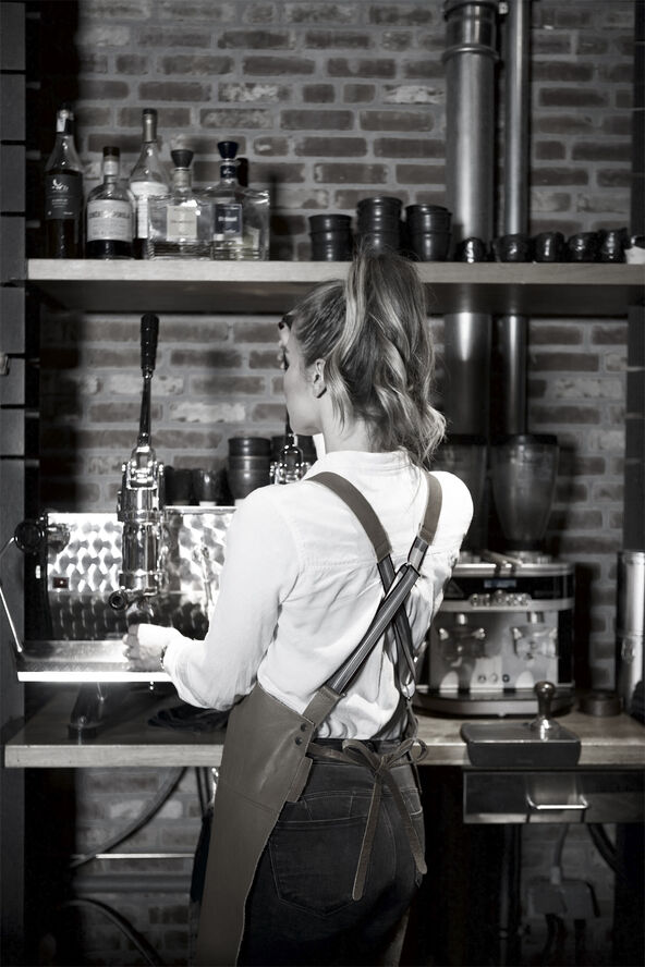 Læderforklæde Suspender Serie Apron Vintage Brown