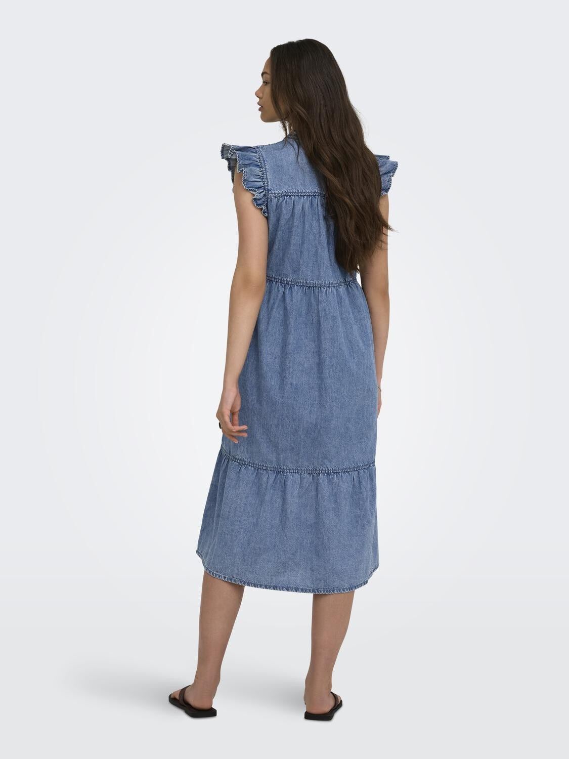 Onlshania S/L Frill Midi Dnm Dress Akm