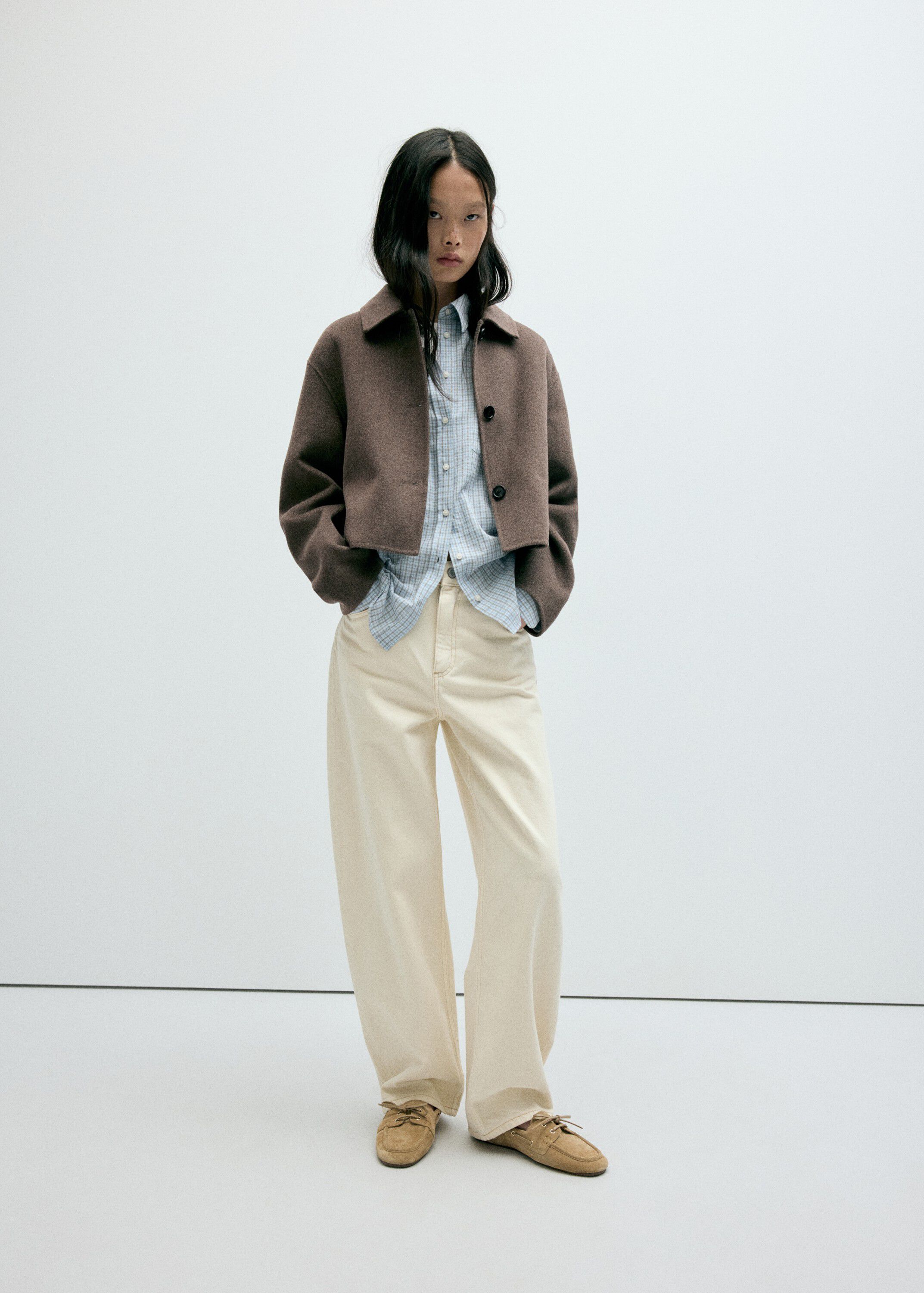 Wool-blend lapel jacket
