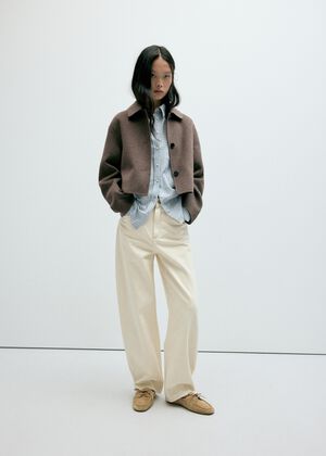 Wool-blend lapel jacket