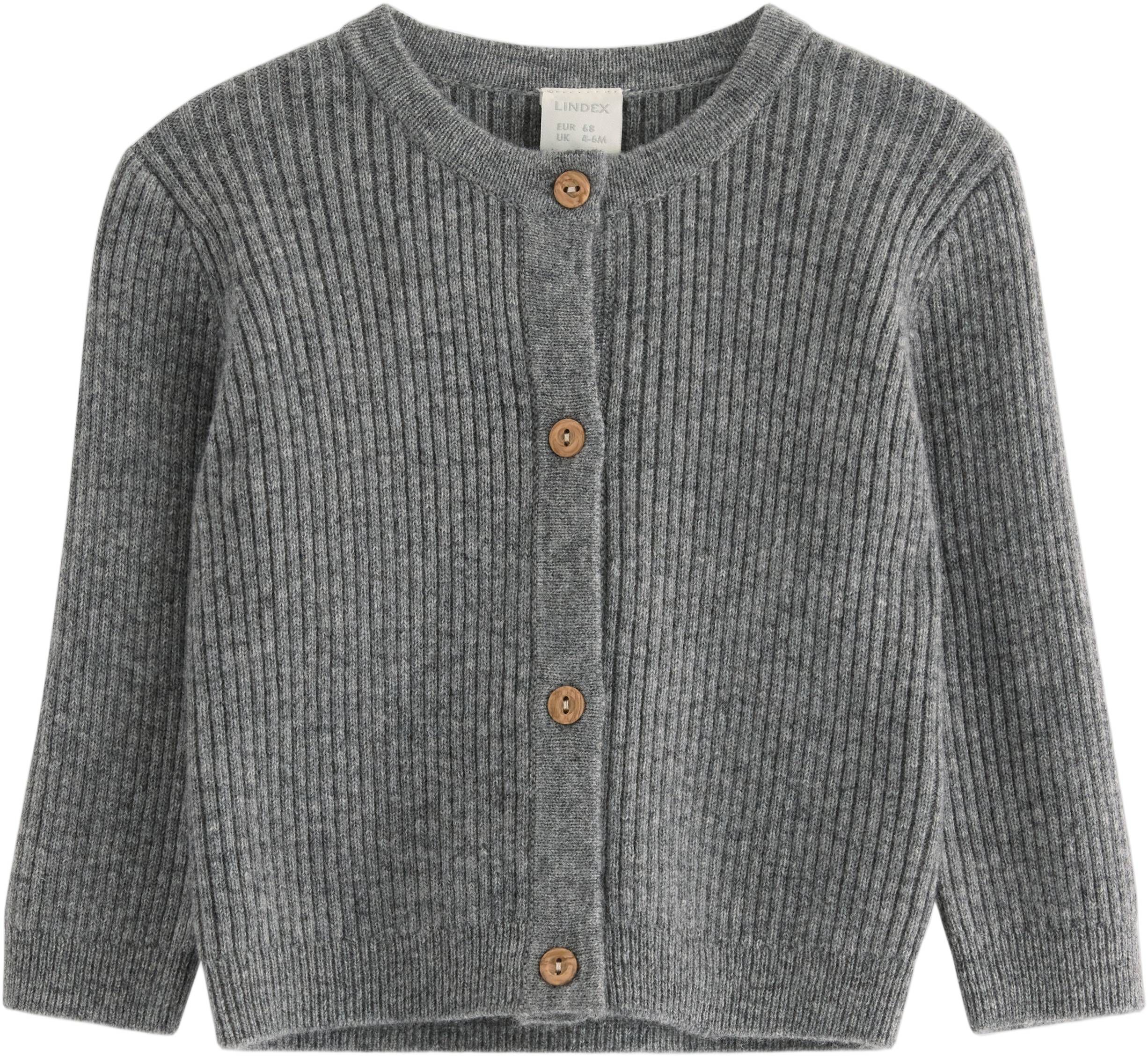 Soft rib-knit cardigan in merino wo