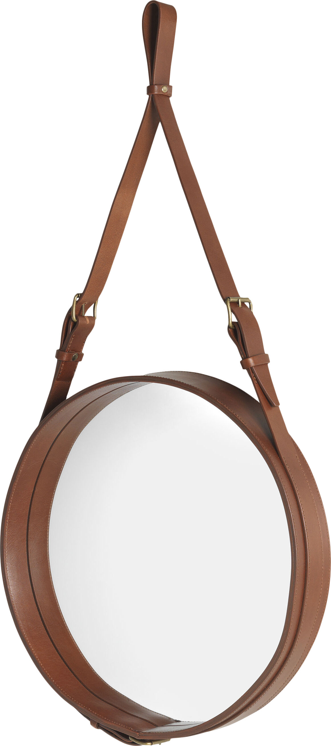 Adnet Wall Mirror, Circular (Tan Leather)