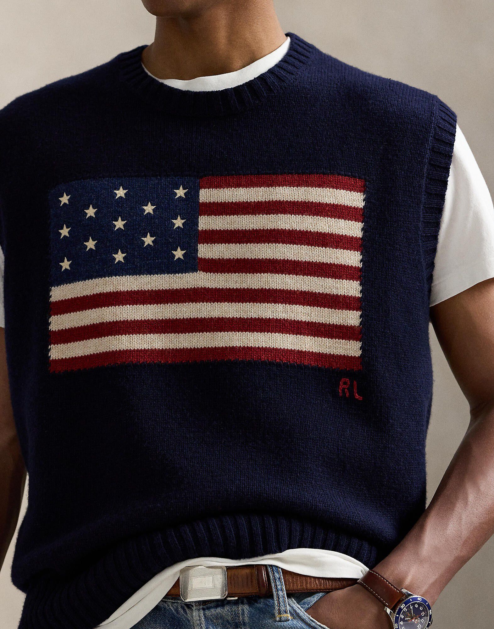 Big Fit Flag Sweater Vest