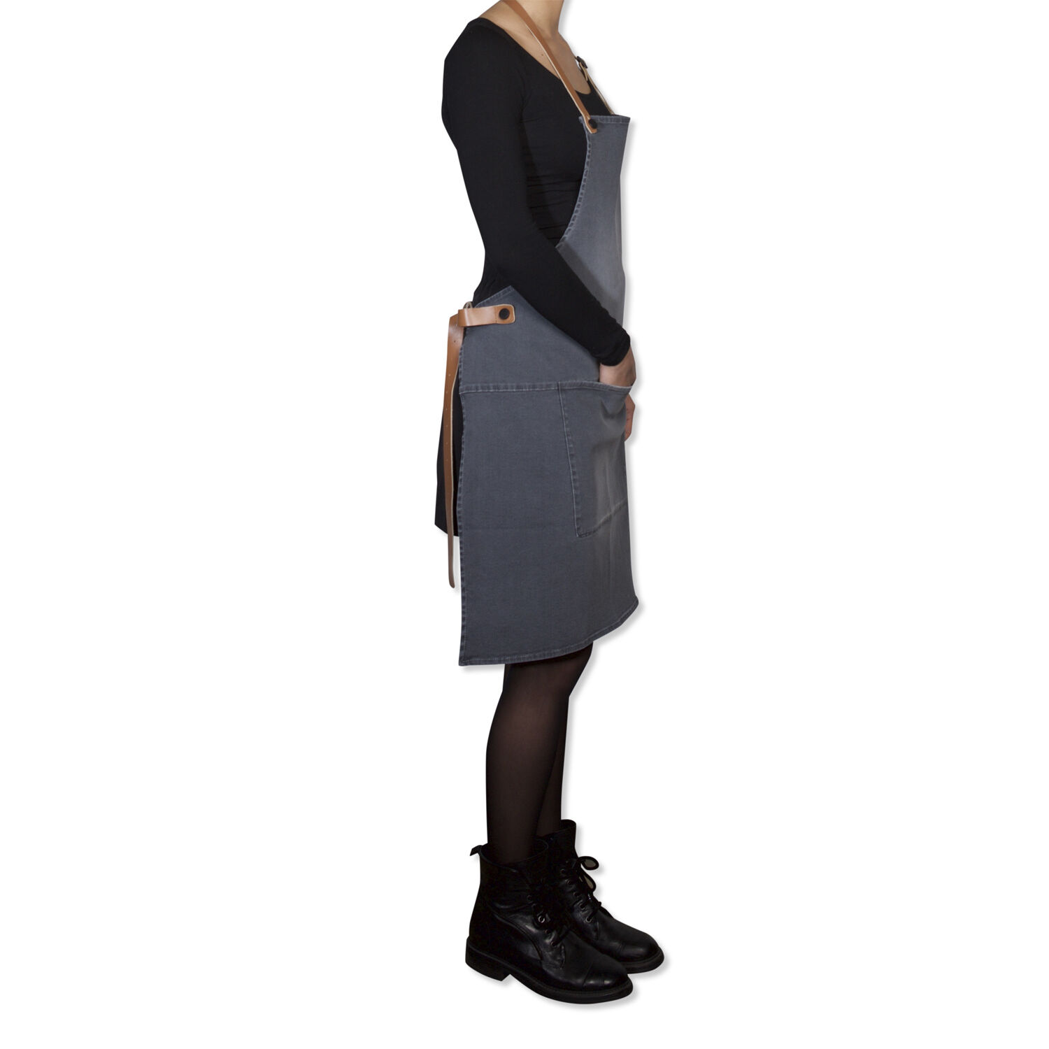 Demin forkl&aelig;de BBQ Style Apron Washed Grey