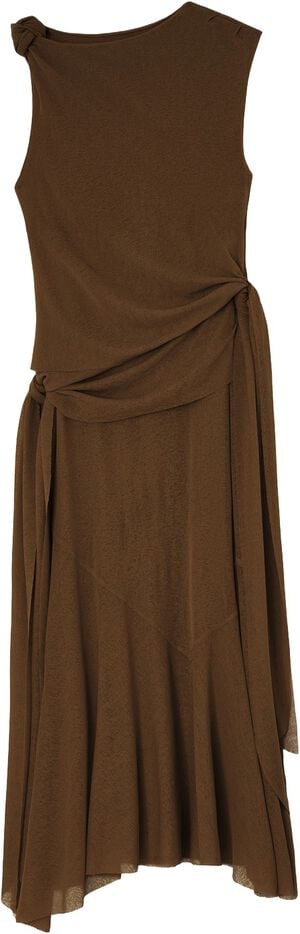Marl Mesh Draped Knot Detailing Lon
