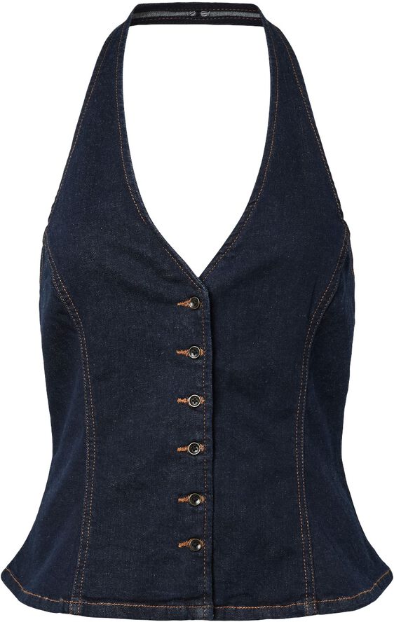 PCDAISY HALTERNECK DENIM TOP BC