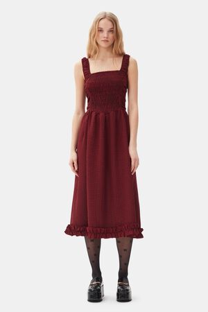 Sheer Fluid Check Midi Strap Smock