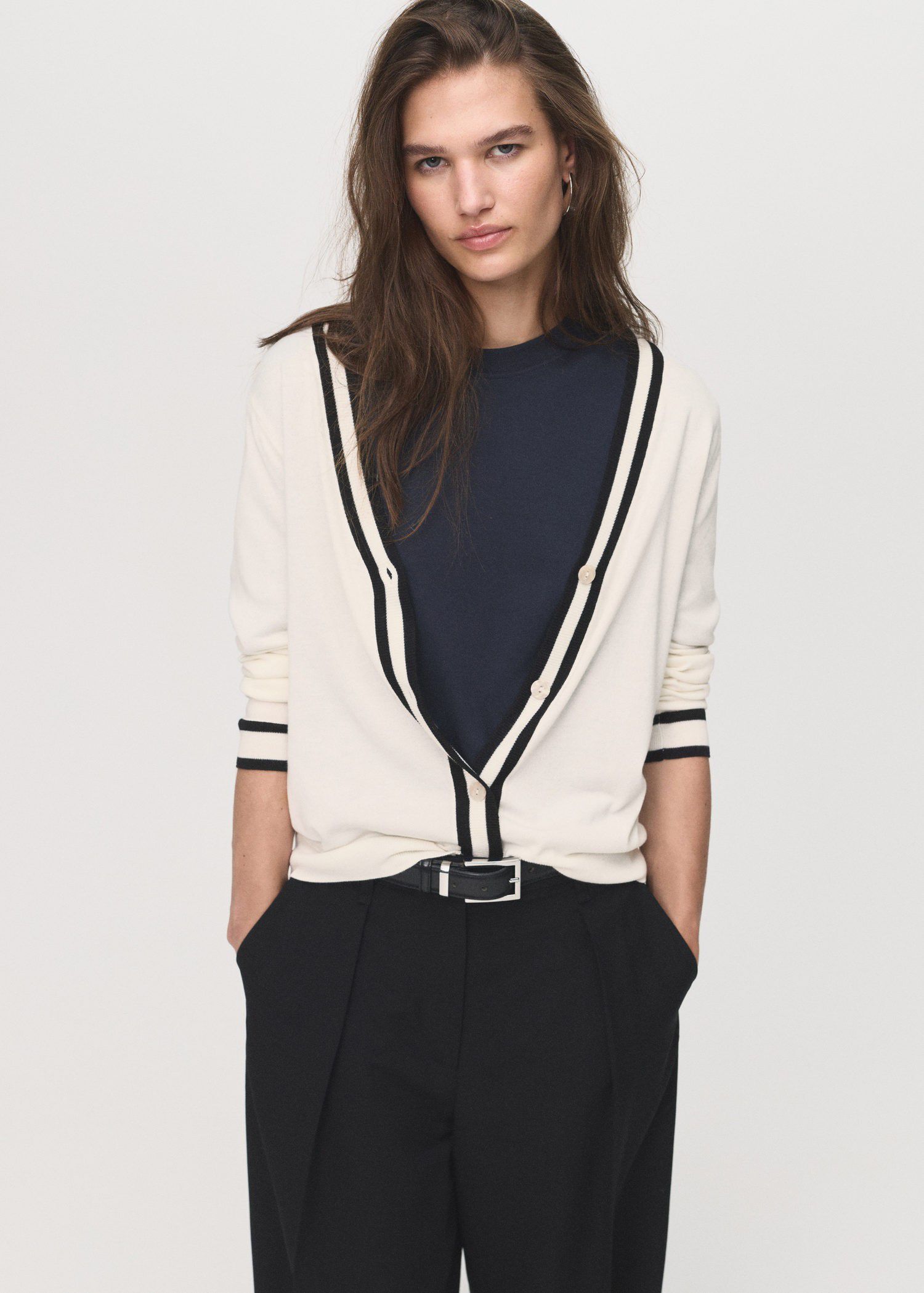 Contrast stripe cardigan