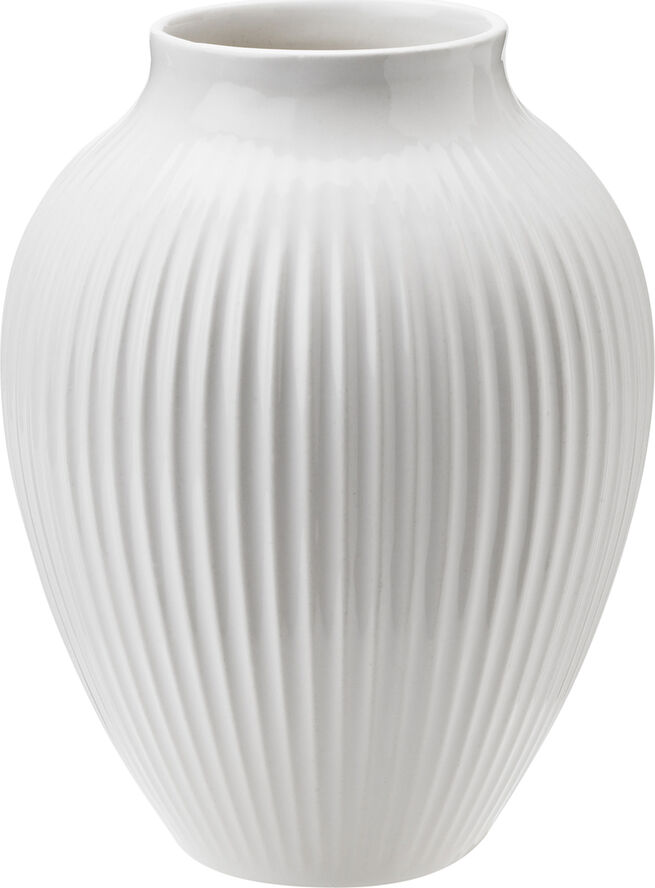 Knabstrup, vase, riller hvid, 12,5 cm