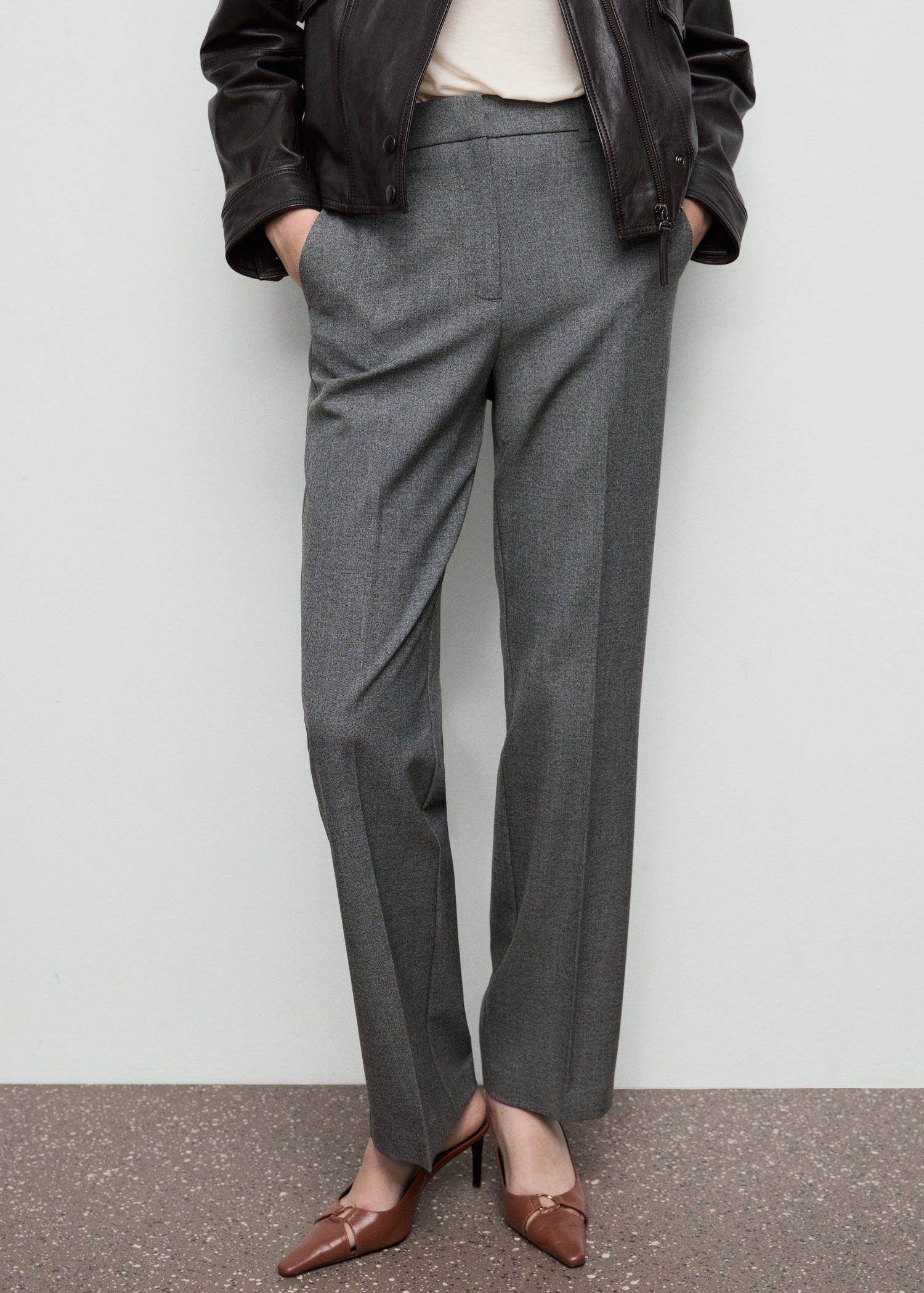 Straight mid-rise trousers