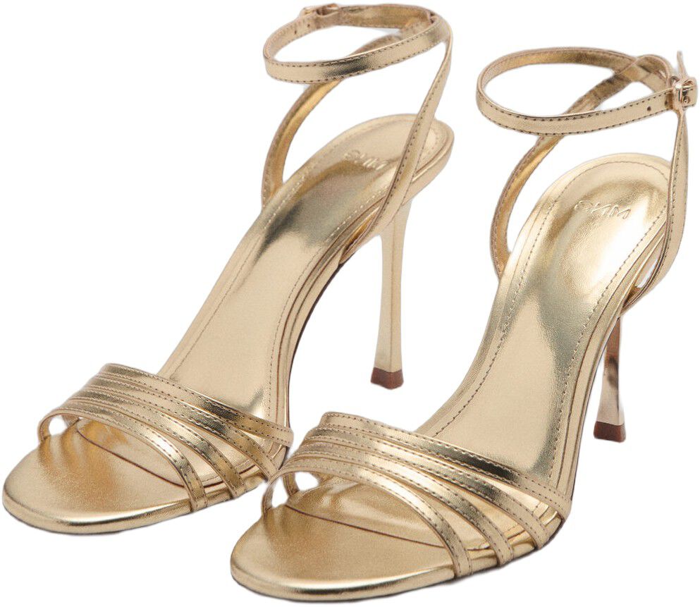 Combined strap heeled sandal