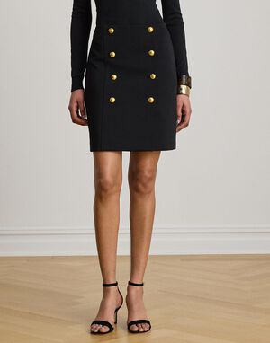 Double-Breasted Sabl&eacute; Wrap Miniskirt