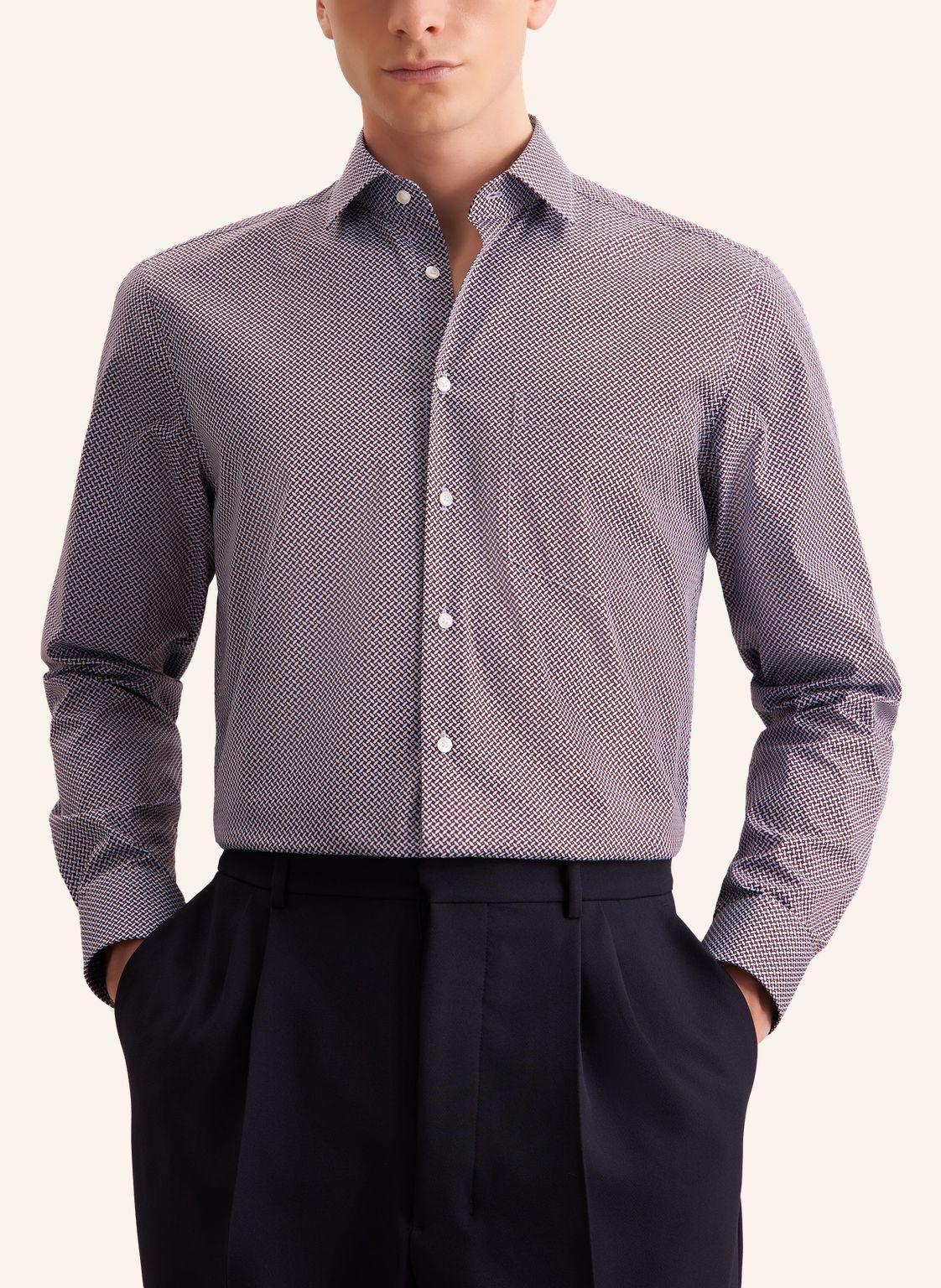 Business shirt Regular 1/1 Kent-Collar Geometric patterns