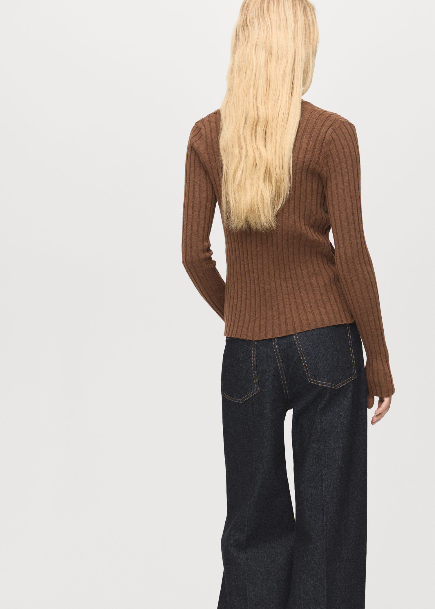 Fine rib knit cardigan