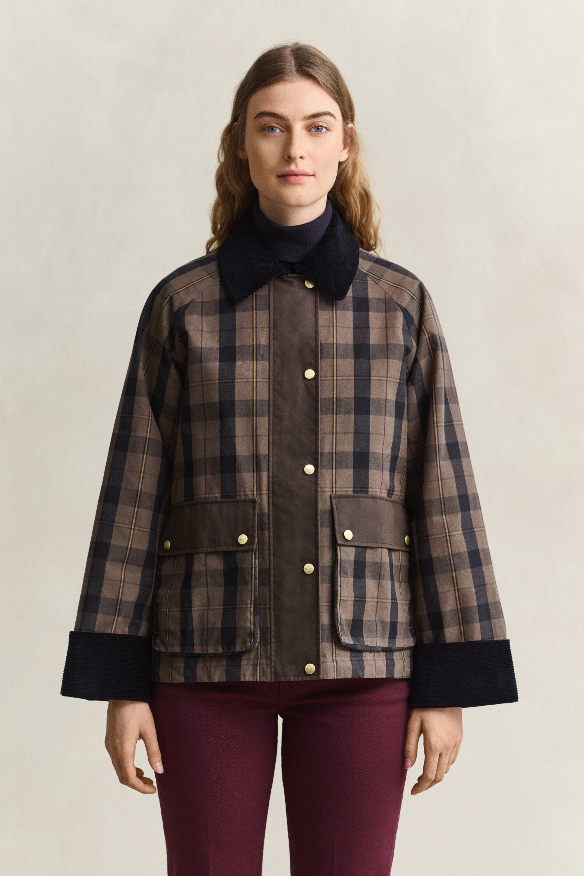 CHECKED WAXED JACKET