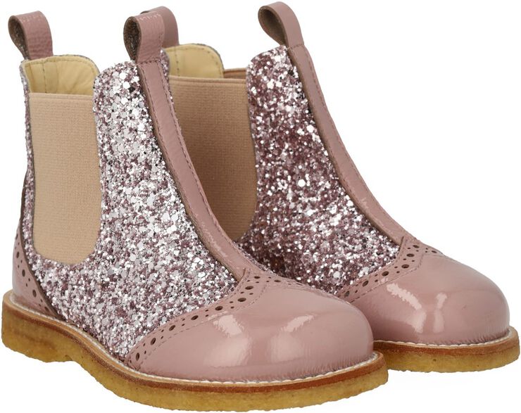 Chelsea støvle med glitter og brogues detaljer