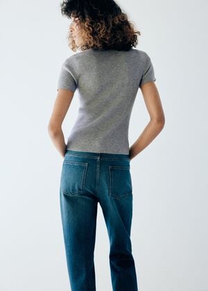 Ribbed knitted jumper with frog clo