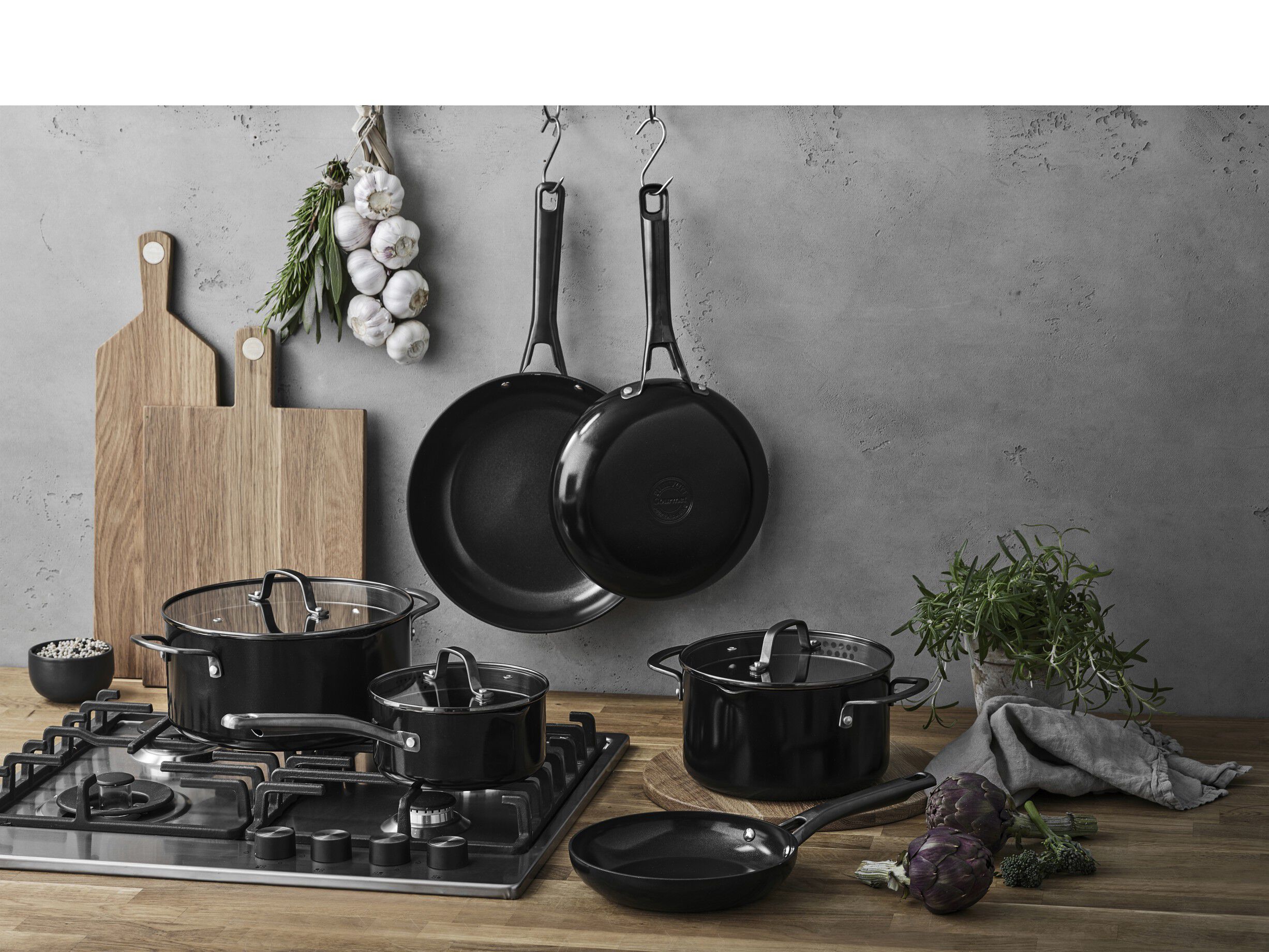 Grytset m lock Blavet 6 delar Aluminium/keramisk bel&auml;ggning