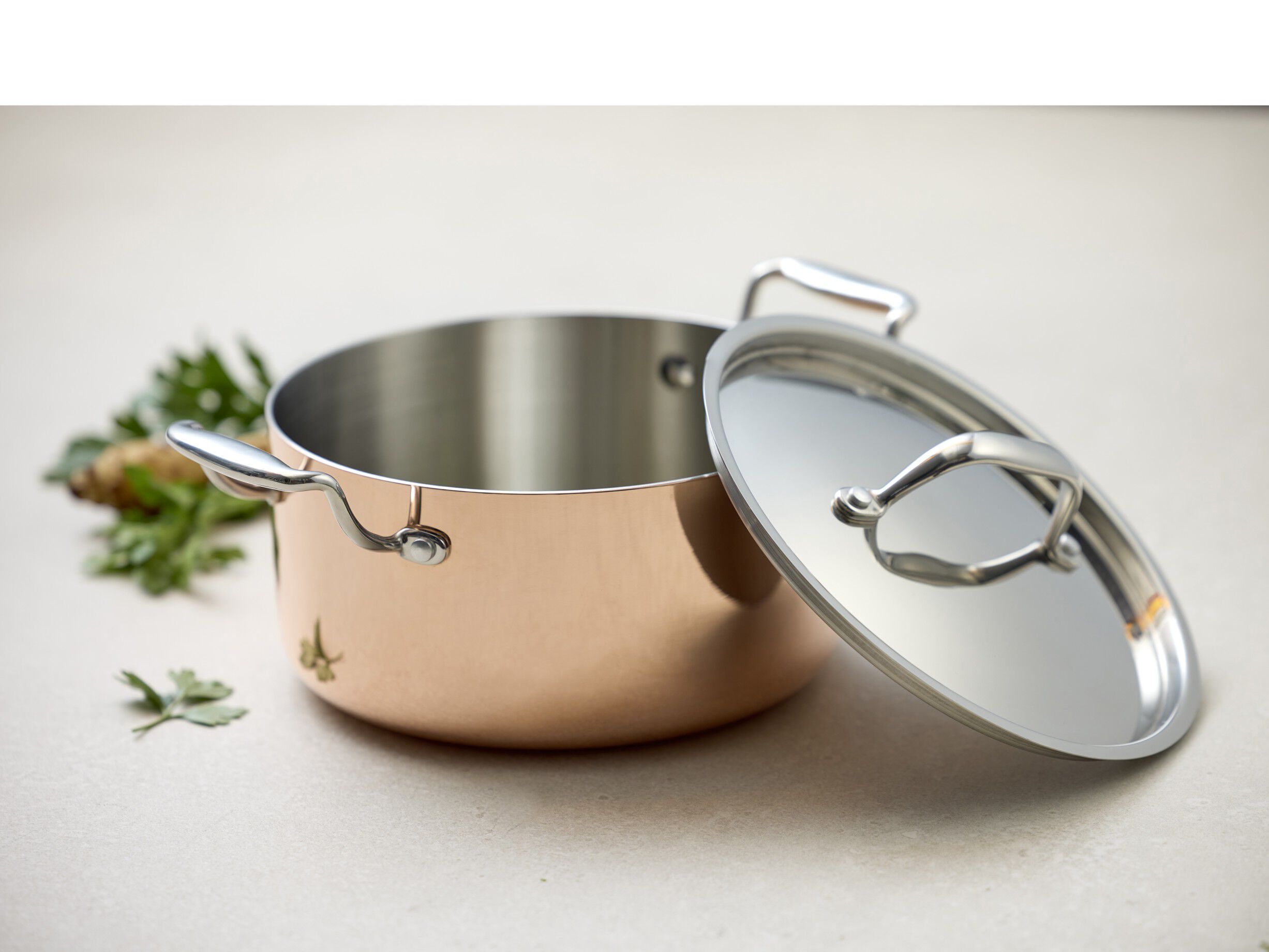 Gryta med lock 3 liter Koppar