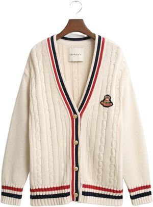 GANT VARSITY CABLE V-NECK CARDIGAN