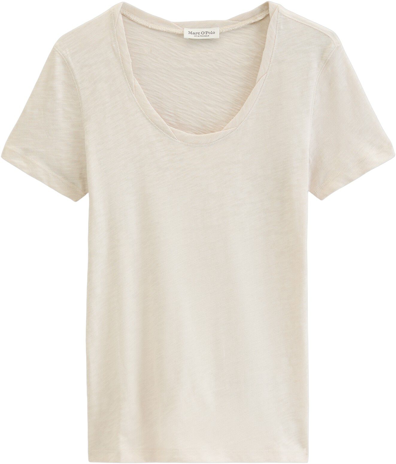 T-shirt, deep round neck twisted
