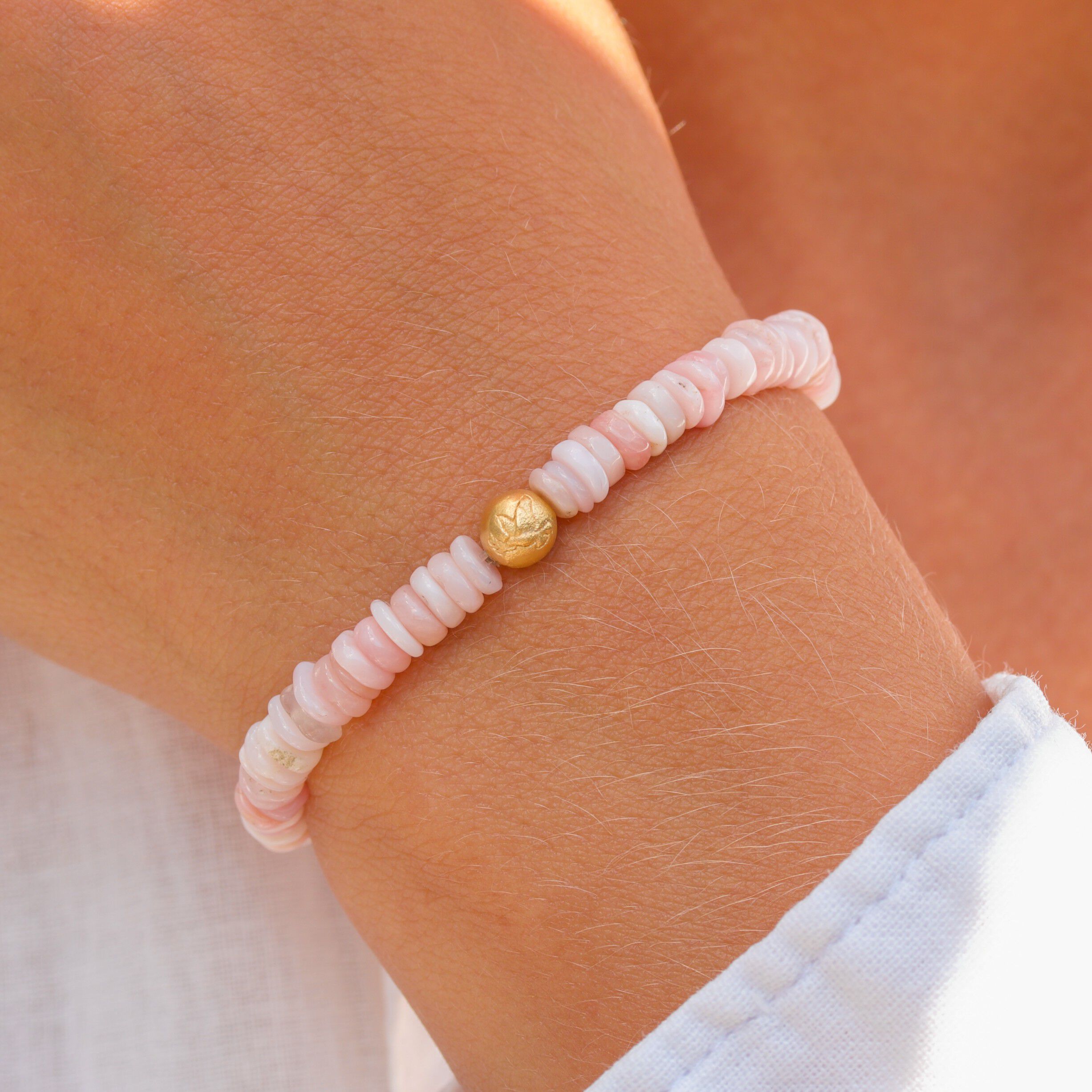 Pink Opal Peace Disc Bracelet