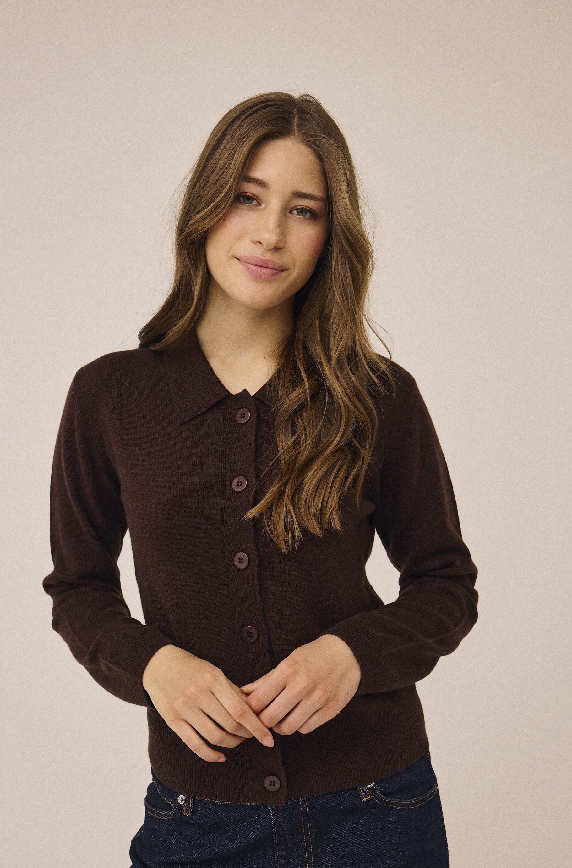 Mabel 15 Polo Cardigan - 100% Cashmere GCS
