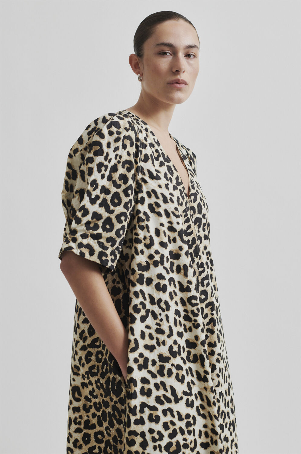 Leoa Poplin Leopard Maxi Kjole