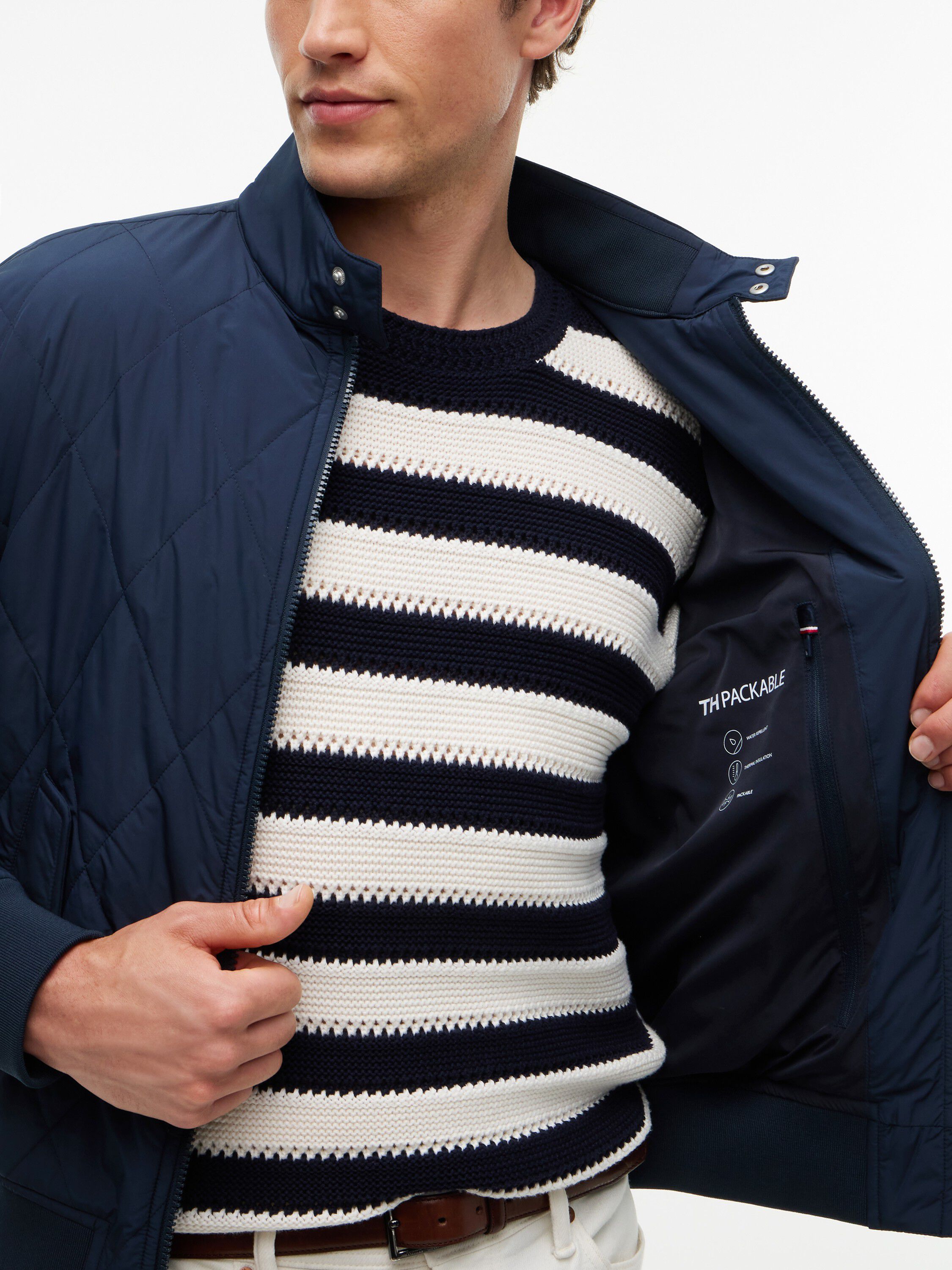 Water Repellent Packable Quilted Harrington Jacket