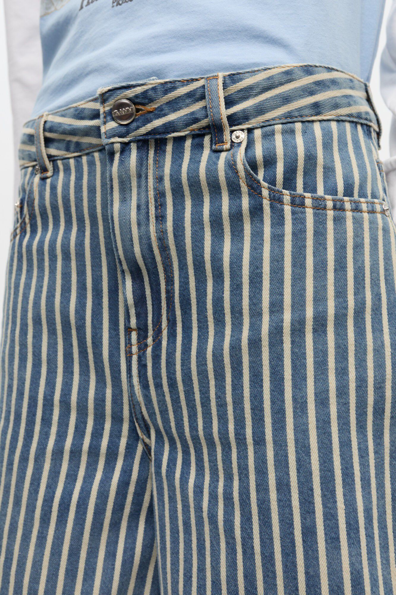 Light Stripe Denim Shorts