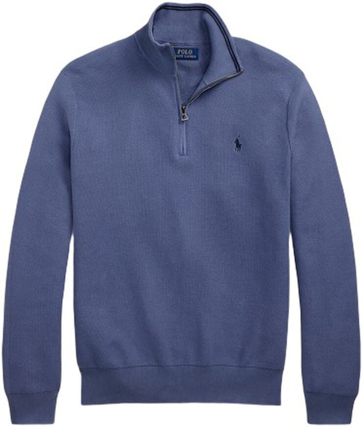 Mesh-Knit Cotton Quarter-Zip Sweater