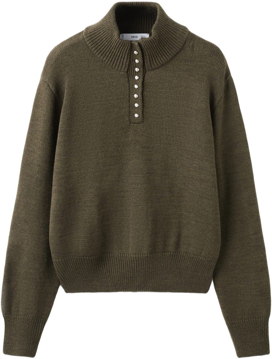 Perkins-neck sweater with button